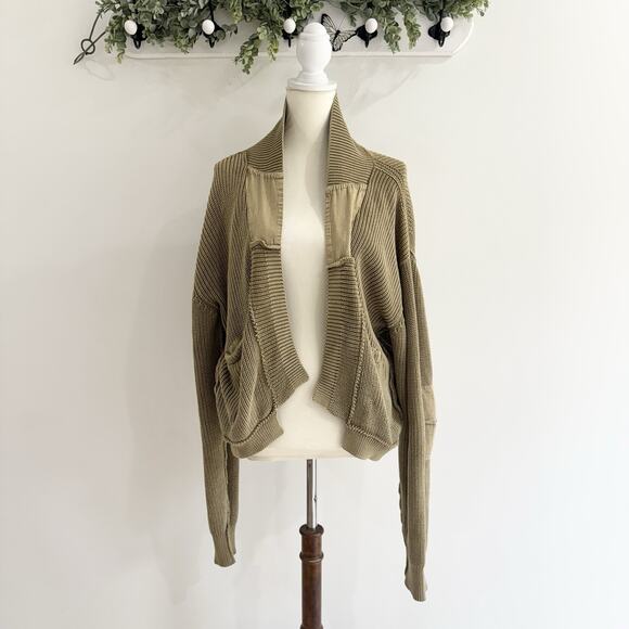 Free People Surplus Cardigan Sweater Medium Green TS - Picture 1 of 6